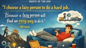 Quote of the day by Bill Gates: “I choose a lazy person to do a hard job. Because a lazy person will find an easy way to do it.”