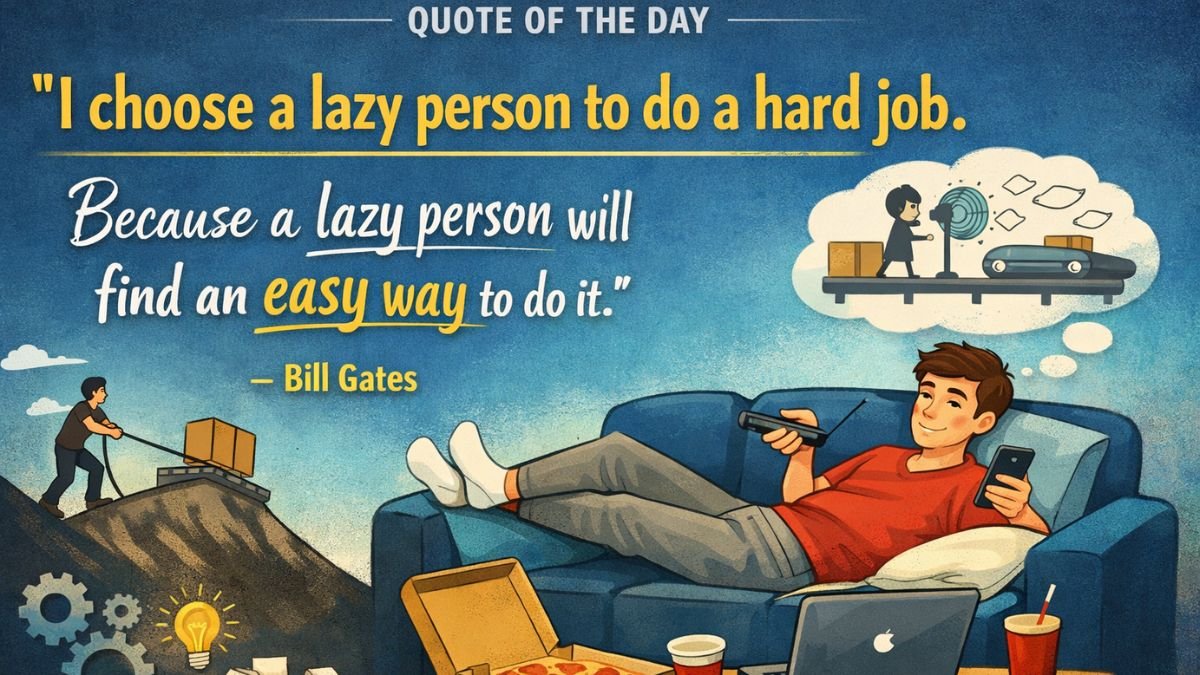 Quote of the day by Bill Gates: “I choose a lazy person to do a hard job. Because a lazy person will find an easy way to do it.”